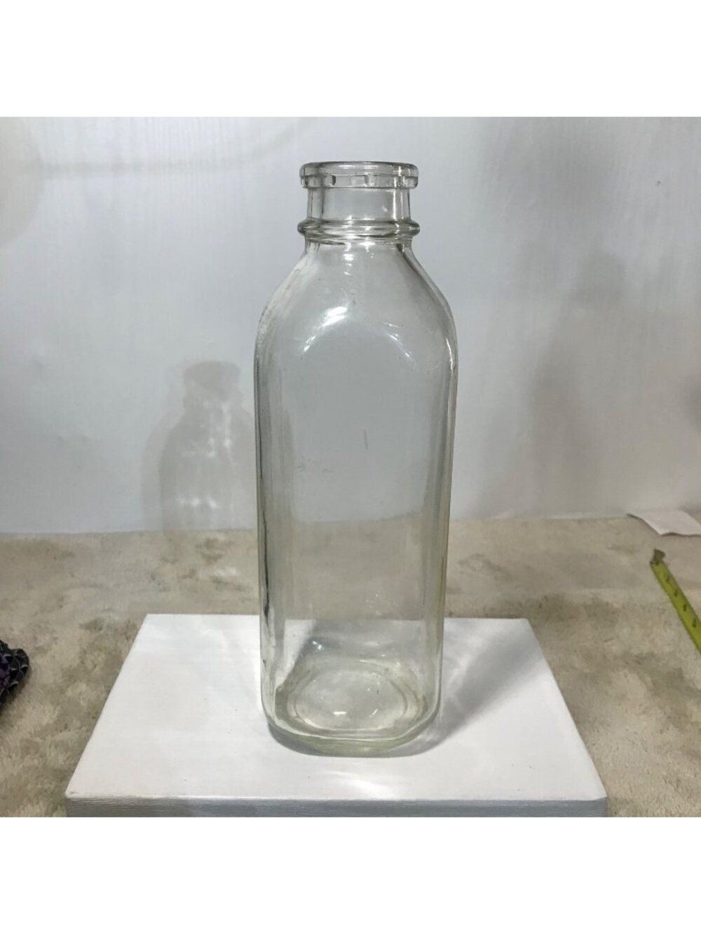Vintage Clear Glass Milk Bottle Decor 10" Tall
